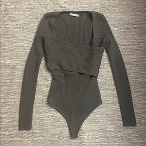 Abercrombie & Fitch Olive Green Ribbed Bodysuit Small